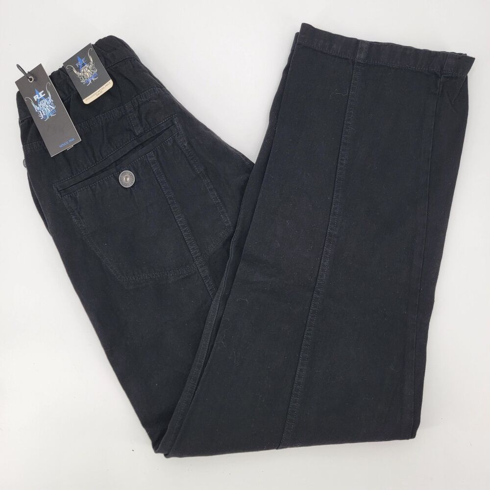 Baggy Black Jeans Mens W34 Y2K Skater Loose Fit Elastic Waist NWT